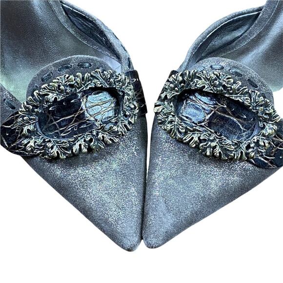 Linea Paolo Gray D'Orsay Designer High Heel Kitten Pumps 5.5M - Picture 2 of 15